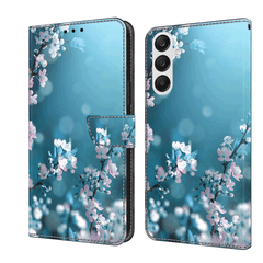 Samsung Galaxy A55 5G Case Protective PU Leather - Plum Flower