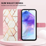 Samsung Galaxy A55 5G Case PT003 Marble Pattern Wallet - Pink White