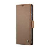 Samsung A55 Case RFID Anti-theft Litchi Texture - Brown