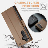 Samsung Galaxy A55 5G Case RFID Anti-theft Litchi Texture - Brown