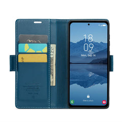 Samsung Galaxy A55 5G Case RFID Butterfly Buckle PU Leather - Blue