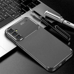 Samsung Galaxy S24 5G Case Brushed Texture Carbon Fiber TPU - Black