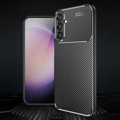 Samsung Galaxy S24 5G Case Brushed Texture Carbon Fiber TPU - Black