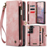 Samsung Galaxy S24 5G Case Multi-slot Detachable Protective Wallet - Pink