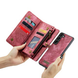 Samsung Galaxy S24 5G Case Multi-slot Detachable Protective Wallet - Red