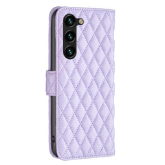 Samsung Galaxy S24 5G Case Diamond Lattice PU Leather Wallet - Purple