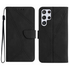 Samsung Galaxy S24 Ultra 5G Case Stitching Calf Texture PU Leather - Black