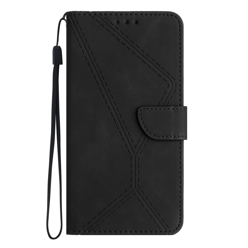 Samsung Galaxy S24 Ultra 5G Case Stitching Calf Texture PU Leather - Black