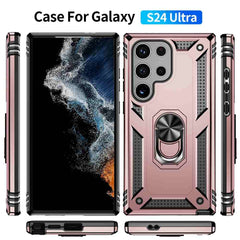 Samsung Galaxy S24 Ultra 5G Case with Metal Ring Holder - Rose Gold