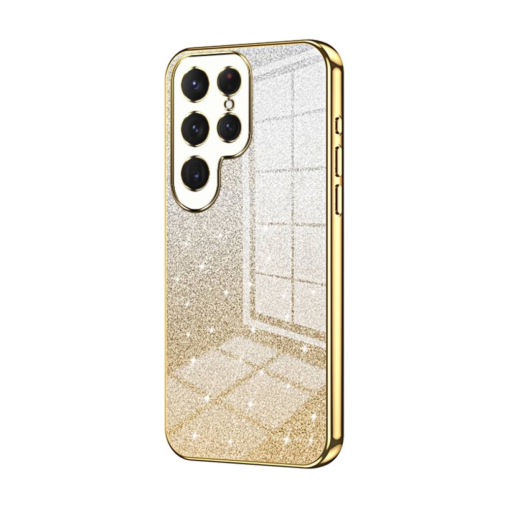 Samsung Galaxy S24 Ultra Case With Gradient Glitter Powder Electroplated - Gold