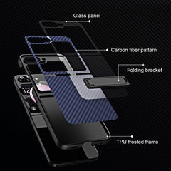 Samsung Galaxy Z Flip5 Case Carbon Fiber Texture Glass Panel - Dark Purple