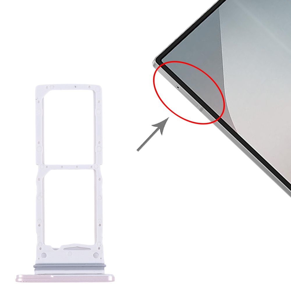 Samsung Galaxy Z Fold6 pink SIM card tray slot with an illustration showing its placement on the device for easy installation.