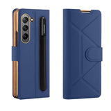 Samsung Galaxy Z Fold5 Case Shockproof Folding PU Leather - Blue