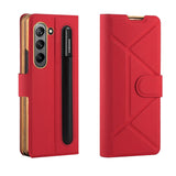 Samsung Galaxy Z Fold5 Case Protective Folding PU Leather - Red