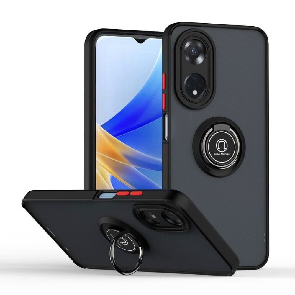 Oppo Reno8 T Case Shockproof Metal Ring Holder - Black