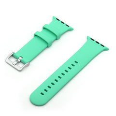 Silver Buckle Silicone Strap For Apple Watch Series 49 / 45 / 44 / 42mm- Mint Green