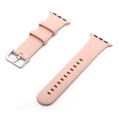 Silver Buckle Silicone Strap For Apple Watch Series 49 / 45 / 44 / 42mm - Pink Sand