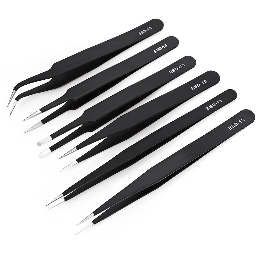 Tweezers Set Versatile 6-in-1 Stainless Steel Anti-Static for Precision Repairs