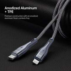 USB C To Lightning 8 Pin Cable Fast Charging Nylon Braided 20W 1M - Grey