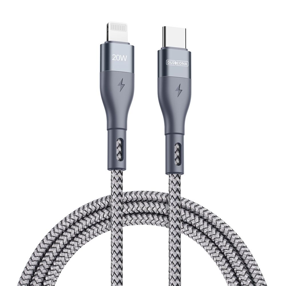 USB C To Lightning 8 Pin Cable Fast Charging Nylon Braided 20W 1M - Grey