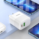 USB Wall Charger HOCO 20W NU1 Super Fast Charger w/ USB-C & USB-A