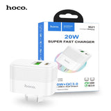 USB Wall Charger HOCO 20W NU1 Super Fast Charger w/ USB-C & USB-A