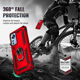 Xiaomi 12 Pro Case Made With TPU and PU Ring Holder - Red