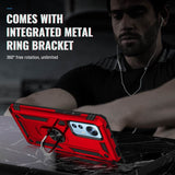 Xiaomi 12 Pro Case Made With TPU and PU Ring Holder - Red