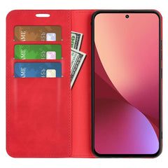 Xiaomi 12 Pro Case Flip PU Leather Magnetic - Red