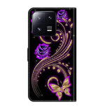 Xiaomi 13 Pro Case PU Leather - Purple Flower Butterfly