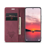 Xiaomi 13 Pro Case Magnetic PU Leather Wallet - Wine Red