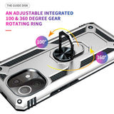 Xiaomi Mi 11 Lite Case Shockproof Metal Ring Holder - Silver