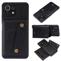 Xiaomi Mi 11 Lite Case Double Buckle PU Leather and TPU - Black