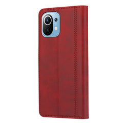 Xiaomi Mi 11 Lite Case Premium Calf Texture PU Leather - Red