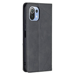 Xiaomi Mi 11 Lite Case Rhombus Texture PU Leather - Black