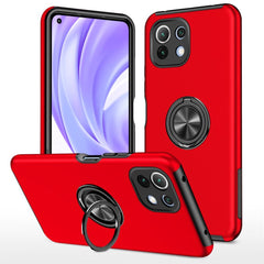 Xiaomi Mi 11 Lite Case Protective Metal Ring Holder - Red