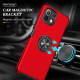 Xiaomi Mi 11 Lite Case Protective Metal Ring Holder - Red