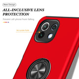 Xiaomi Mi 11 Lite Case Protective Metal Ring Holder - Red