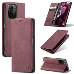 Xiaomi Mi 11X Pro Case TPU and PU Leather Wallet - Wine Red