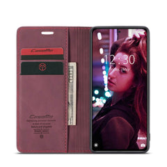 Xiaomi Mi 11X Pro Case TPU and PU Leather Wallet - Wine Red