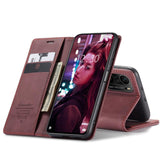 Xiaomi Mi 11X Pro Case TPU and PU Leather Wallet - Wine Red