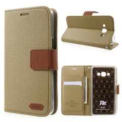 Samsung Galaxy J3 2017 ROAR KOREA Twill Grain Wallet Case - Khaki