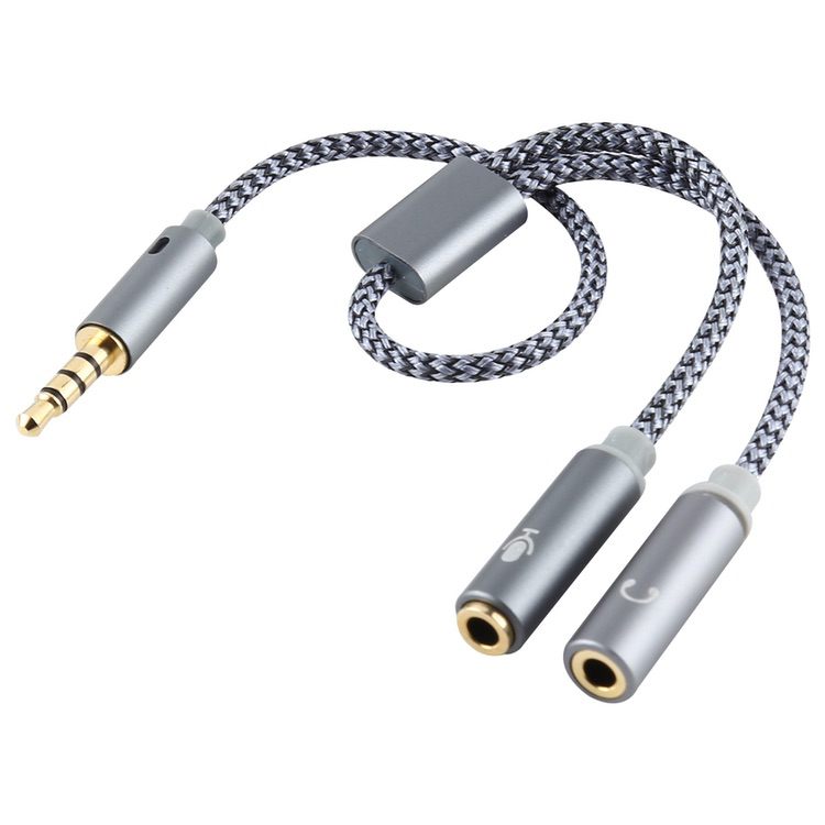 Audio Cable Braided 3.5mm Male to Microphone + Audio Female