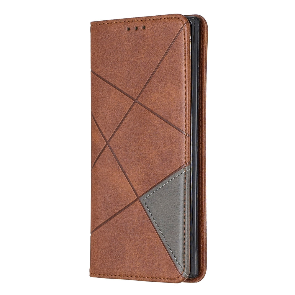 Samsung Galaxy Note 10 Case Rhombus Texture Wallet Case - Brown