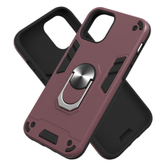 iPhone 12 Pro / iPhone 12 Case With Metal Ring Holder - Wine Red