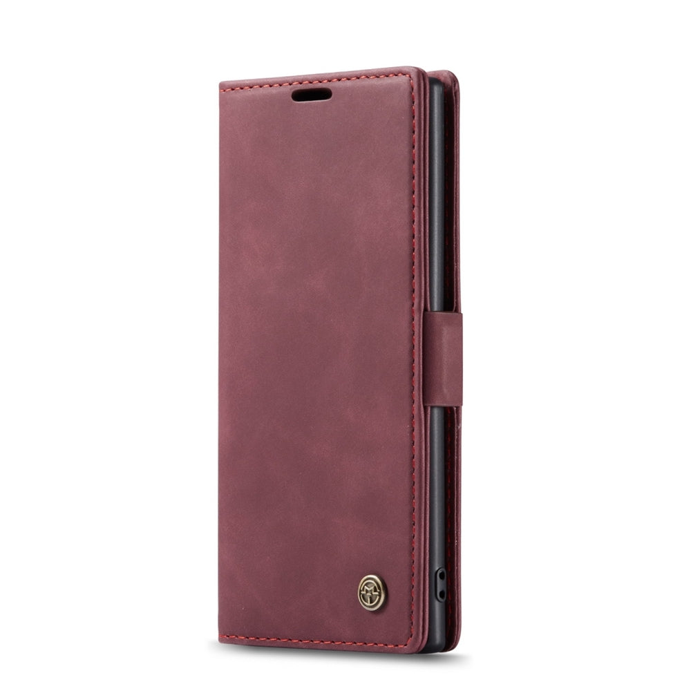 Samsung Galaxy Note 10 Case PU Leather With Card Slots - Wine Red