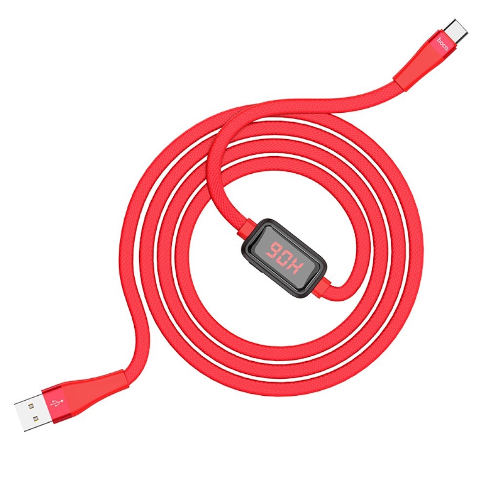 HOCO USB C Charger Cable with Timing Display 1.2M - Red