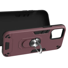 iPhone 12 Pro / iPhone 12 Case With Metal Ring Holder - Wine Red