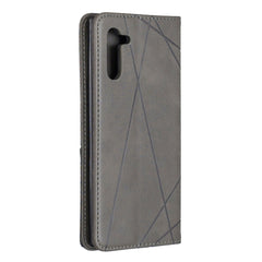 Samsung Galaxy Note 10 Case Rhombus Texture Wallet - Grey