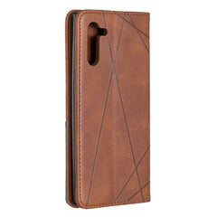 Samsung Galaxy Note 10 Case Rhombus Texture Wallet Case - Brown